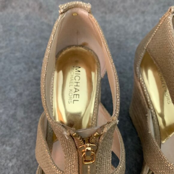 Michael Michael Kors Women's Heel Front Zip Wedge Open Toe Shoes - Picture 7 of 14